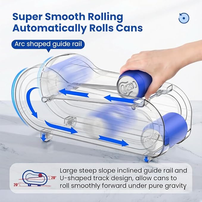 2 Pack Auto-Rolling Soda Can Organizer for Refrigerator -Short Cans and Long Cans 12oz/ 11.2oz/ 355ml/ 330ml Drink, Soda Can Dispenser for Pantry Storage 10-12 Standard Size Drink (Clear)