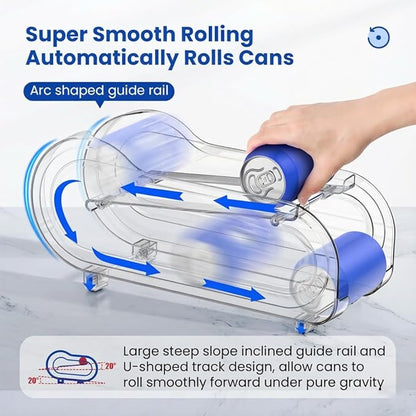 2 Pack Auto-Rolling Soda Can Organizer for Refrigerator -Short Cans and Long Cans 12oz/ 11.2oz/ 355ml/ 330ml Drink, Soda Can Dispenser for Pantry Storage 10-12 Standard Size Drink (Clear)
