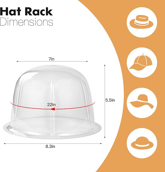 12 PCS Hat Holder Display Organizer Racks Stands Table Top Storage Hanger for Cowboy Fedora Closet Trucks Brim Bill Shaper (Clear)