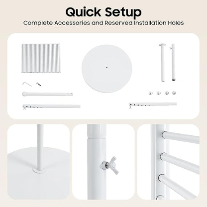 Scarf Display Rack 5.58ft Modern Freestanding Scarf Display Rack for Retail Stores, Homes & Offices, Spiral Iron Stand (White)