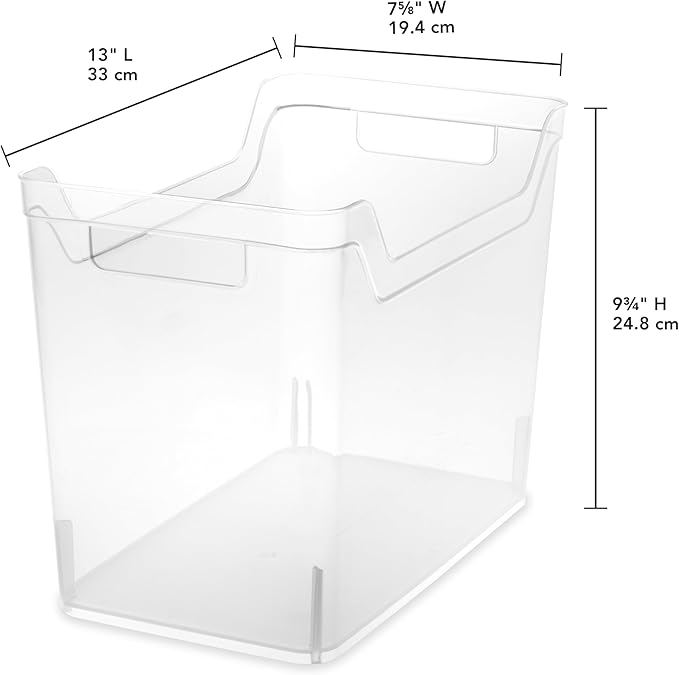 Sterilite Medium Shelf Bin with Handles, Plastic Storage Container for Organizing Shelving, Closet, Pantry, and Countertops, Clear, 6-Pack