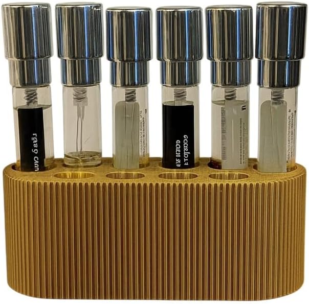 Perfume Sample Organizer for Bathroom or Vanity – Ideal Makeup and Skincare Storage, Desk and Bathroom Counter Organizer, Gift for Her ((GOLD) Fits 8mL Atomizers (Travel Size))