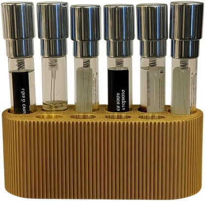 Perfume Sample Organizer for Bathroom or Vanity – Ideal Makeup and Skincare Storage, Desk and Bathroom Counter Organizer, Gift for Her ((GOLD) Fits 8mL Atomizers (Travel Size))