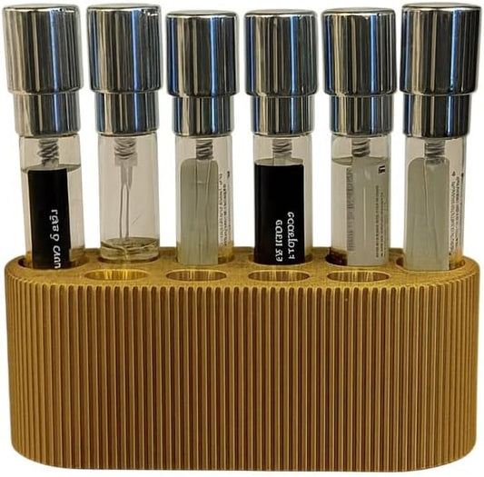 Perfume Sample Organizer for Bathroom or Vanity – Ideal Makeup and Skincare Storage, Desk and Bathroom Counter Organizer, Gift for Her ((GOLD) Fits 8mL Atomizers (Travel Size))