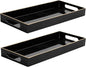 MAONAME Black Vanity Tray Set of 2, Plastic Decorative Tray with Handles, Small Narrow Trays, Rectangular Bathroom Trays for Toilet Tank, 13.8" X 6" X 1.57"