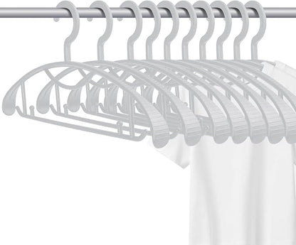 Plastic Clothes Hanger, Extra Thick Plastic Wide Shoulder Adult Slip Resistant Standard Clothing Hanger Ideal for Everyday Use Grey 10 Pack 1.1inch Width