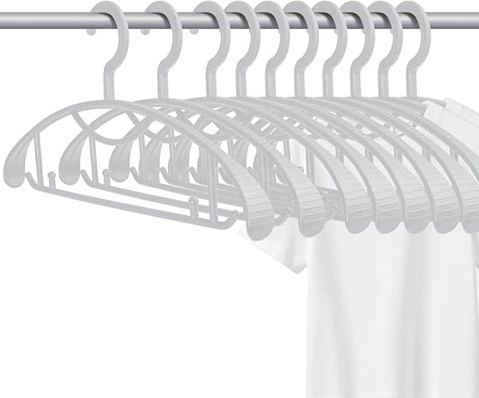 Plastic Clothes Hanger, Extra Thick Plastic Wide Shoulder Adult Slip Resistant Standard Clothing Hanger Ideal for Everyday Use Grey 10 Pack 1.1inch Width