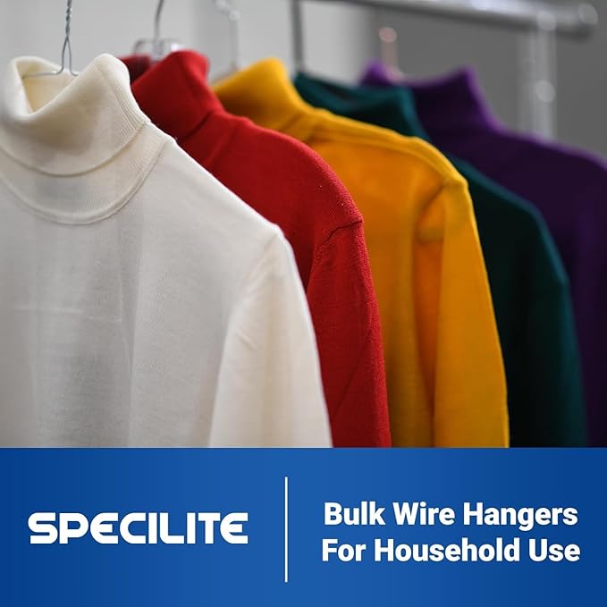 SPECILITE Wire Hangers 200 Pack, Metal Wire Clothes Hanger Bulk for Coats, Space Saving Metal Hangers 16.7 Inch Ultra Thin Non Slip with Groove, for Standard Size Suits, Shirts, Pants, Skirts-Silver