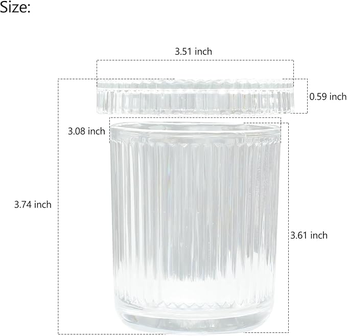 2 Pack Glass Container Qtip Holder with Lid, Mouthwash Cup,Cosmetic Storage for Bathroom,Glass Jars for Cotton Swabs,Makeup Pads,Dental Flossers,Jewelry Trays,Glass holders,Clear