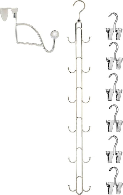Boottique Boot Organizer: The Boot Rack - Fits in Most Closets- Hangs, Holds, Shapes, & Protects every size and style of Boots (Boot Stax Vertical Storage System with 6 Boot Hangers- Silver Hangers)