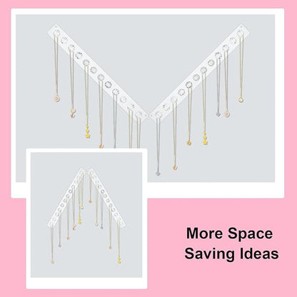 4Pcs Wall Necklace Holder for Women, Hanging Jewelry Organizer Wall Mount Crystal Holder Necklace Wall Hanger, Acrylic Bracelet Holder Organizer Jewelry Rack Adhesive Hooks Necklace Storage