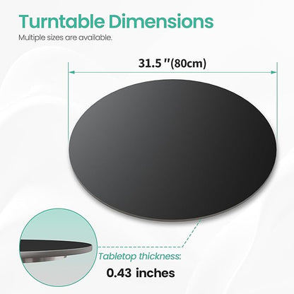 31.5" Lazy Susan Turntable – 360° Sinteredstone Silent Anti-Slip Turntable, Table Top Centerpiece for Kitchen, Pantry, Spice Rack, Refrigerator & Dining Table, Black