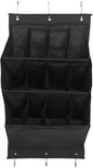 Milisten The Door Shoe Organizer with 12 Large Pockets, Hanging Shoe Holder for Sneakers and Boots, Space-saving Black Storage Rack for Closet Doors and Narrow Hallways
