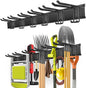 PIYILO Garage Tool Organizer Wall Mount with 48 inches Rails and 6 Double-layer Hooks, Garden Tool Rack Heavy Duty, Garage Hanging Storage Rack For Yard Tools, Shovel, Shed