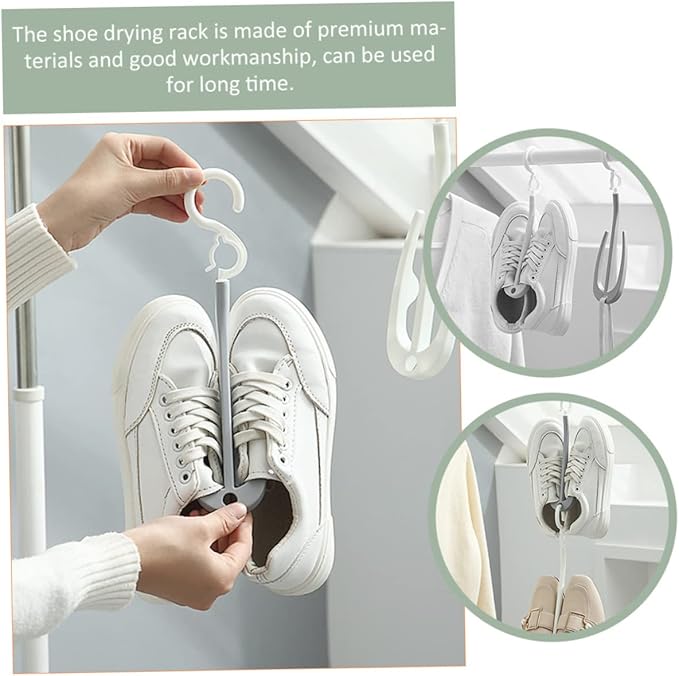 PRETYZOOM 10pcs Shoe Drying Rack Double Hooks Portable Hanging Shoe Organizer for Home and Shop Efficient Storage and Display Grey and Colors