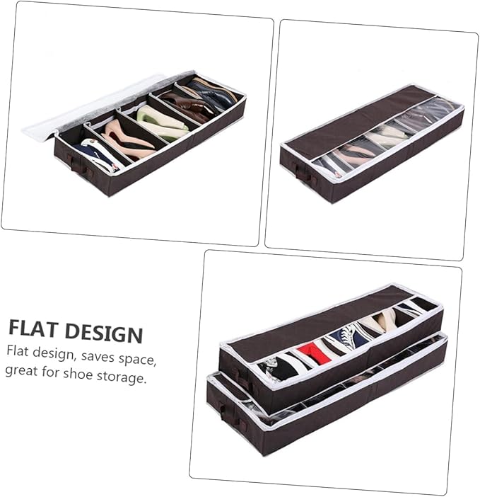 1Pc Shoe Storage Case Compact Non Woven Folding Organizer Box with Visible Window for Home Dust and Moisture Protection for Various Shoe Types
