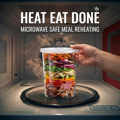 Mr Miracle Deli Containers with Lids - 12 Pack of 32 oz Clear Airtight Reusable Plastic Food and Multi-Purpose Containers - Microwave, Freezer, and Dishwasher Safe