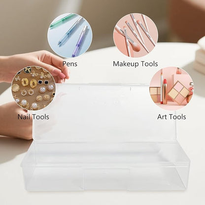 Plastic Nail Storage Manicure Tool Box, 4PCS Storage Personal Box Nail Implement Storage Box Organizer Case Box for Nail Art Pedicure Supply (Clear-4pcs, Large)