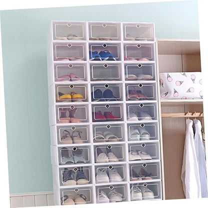 Toyvian 6PCS 6pcs Transparent Stackable Shoe Storage Boxes Thickened Plastic Shoe Containers with Front Door for Sneakers for Closet and Living Space Green Small