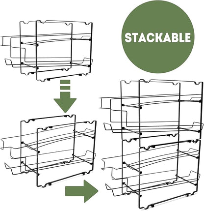 DINEST 2-Pack Stackable Soda Can Organizer - Rust Resistant Rack Dispenser for 24 Cans - Easy Assembly, Great Storage for Refrigerator, Pantry, and Cabinets in Sleek Black Design