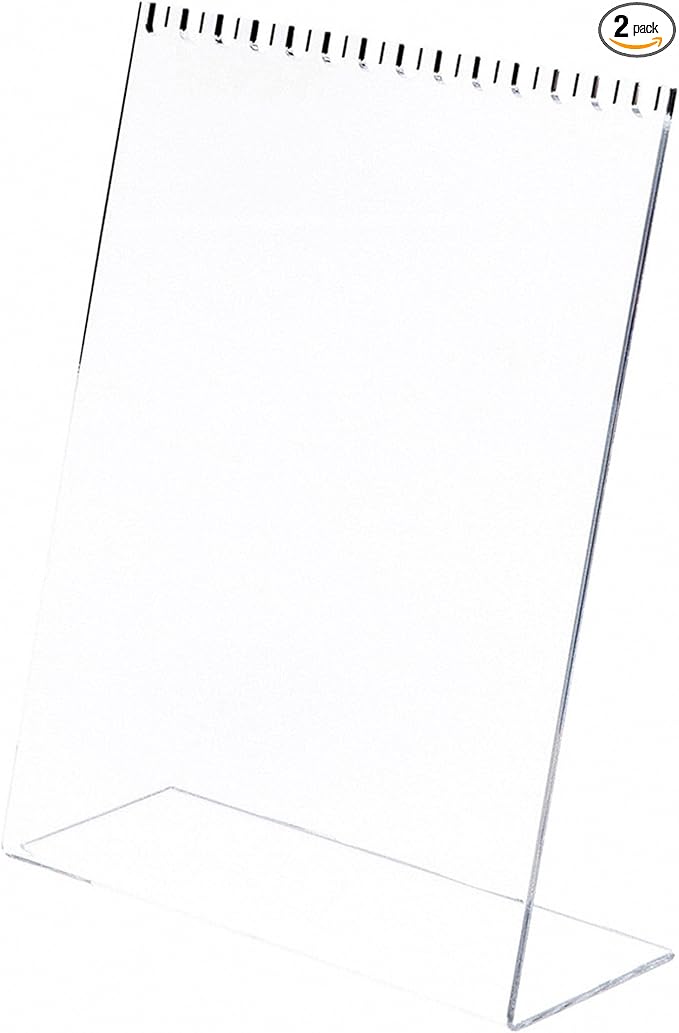 Plymor Clear Acrylic Necklace Display Stand With Top Hooks, 10.625" W x 4" D x 13.5" H (2 Pack)