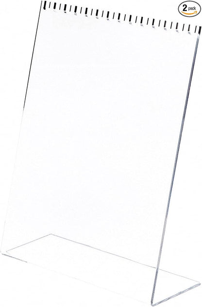 Plymor Clear Acrylic Necklace Display Stand With Top Hooks, 10.625" W x 4" D x 13.5" H (2 Pack)