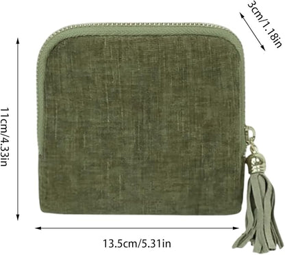 Jewelry Zippered Pocket Case Travel Jewelry Bag Portable Organizer, Tassel Zipper Jewelry Bag (Green)