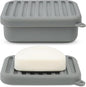 AIMAIAIMAI Leak-Proof Silicone Travel Soap Case with Drainage Lid/Layer, Compact Bar Soap Container, Durable Soap Holder for Camping, Gym, and Travel Size Toiletries (Gray)