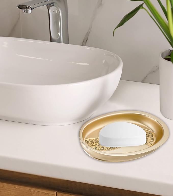 Zahari Home Sinatra Soap Dish Unique Design Bling Glass Mosaic Décor Soap Bar Holder, Champagne