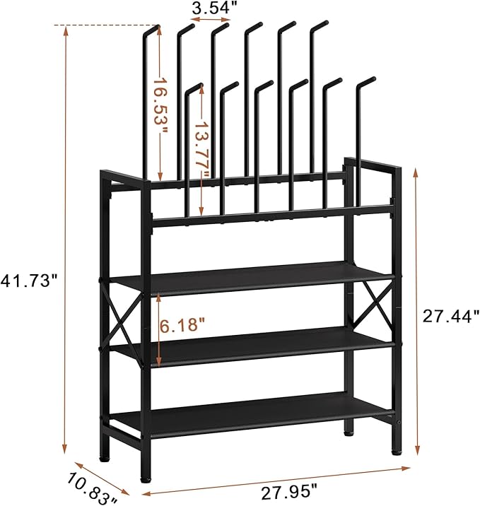 Free Standing Shoe Racks, 5-Tier Boot Rack Organizer for Tall Boots, Sneakers, High-Heel, Black Metal Shoe Storage for Dorm Room, Closet, Entryway, Hallway, Black, Holds 6 Pairs
