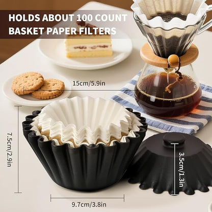 Basket Coffee Filter Holder Storage-Container - Coffee Bar Counter Accessories Decor Pour Over Paper Filters Organzier for 1-4 Cup Basket Filters