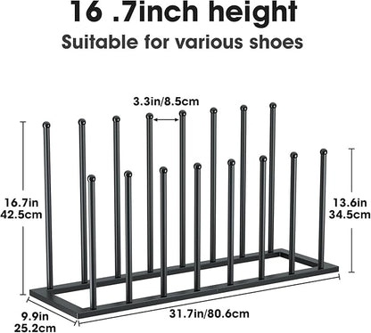 Urban Deco Free Standing Shoe Racks, Boot Organizer for Tall Boots, Black Metal Boot Rack Fit for 8 Pairs, Shoe Organizer for Dorm Room, Closet, Entryway (Black-8pairs)