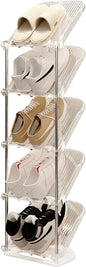 YYW Narrow Shoe Rack Vertical Shoes Rack for Entryway Corner Shoe Storage Organizer for Small Spaces Transparently Tall Slim Shoe Shelf for Front Door Entrance Living Room White 5 Layers