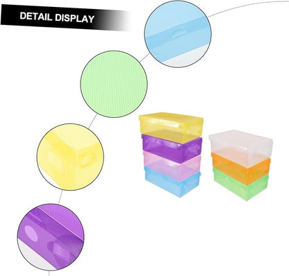 VILLCASE 7Pcs Stackable Plastic Shoe Storage Boxes with Lids Thickened Transparent Colored Shoe Organizer for Men Women Scratch-resistant Containers Space-saving Design