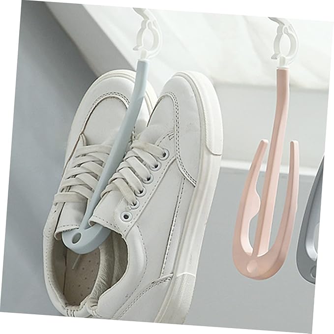 Happyyami 10pcs Portable Shoe Drying Rack Adjustable Plastic Hangers for Home Use Shoe Organizer for Sneaker and Laundry Drying Easy Access Hook Storage
