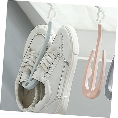Happyyami 10pcs Portable Shoe Drying Rack Adjustable Plastic Hangers for Home Use Shoe Organizer for Sneaker and Laundry Drying Easy Access Hook Storage