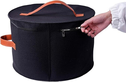 Large Hat Storage Box with Lid | Felt Round Foldable Hat Organizer | Travel Hat Boxes | Hat Organizer Box | Suitable for Various Types of Hats(11X17 Inch)