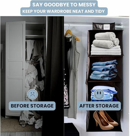 Homiegear Wall Hanging Organizer, 4 Storage Case Racks - Closets Organization Storage System for Caps, Wallet, Shoes, Towel, Goggles, Scarves, Belt & More for Closets Items - (Black)