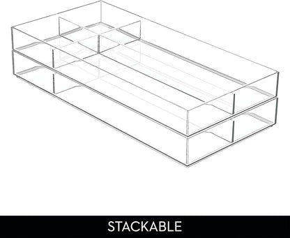 iDesign 4-Section Stackable Makeup Drawer Organizer for Cosmetics and Toiletries - Set of 2 - Clear