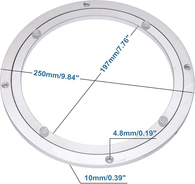 10“ Lazy Susan Turntable 110 LBS, Heavy Duty Aluminium Alloy Table Bearing Swivel Plate Hardware for Dining-Table