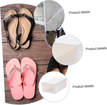 HEALLILY 6Pcs Transparent Creative Shoe Storage Box Plastic Container with Drawer Design for Easy Organization and Protection of Sneakers Stackable and
