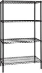Quantum Storage Systems WR63-1848BK Starter Kit for 63" Height 4-Tier Wire Shelving Unit, Black Finish, 18" Width x 48" Length x 63" Height