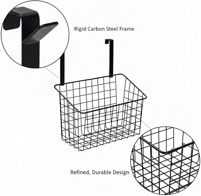 Over-the-Door Storage Rack, Carbon Steel Cabinet Organizer for Kitchen & Bathroom, Hanging Shelf for Pots Pans Towels, No Drilling Required (1 PC)