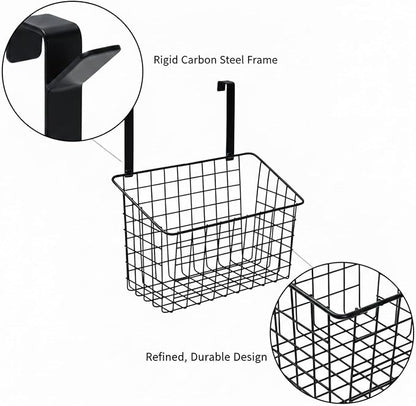 Over-the-Door Storage Rack, Carbon Steel Cabinet Organizer for Kitchen & Bathroom, Hanging Shelf for Pots Pans Towels, No Drilling Required (1 PC)