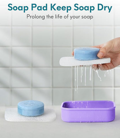 Quatish Solid Shampoo Bar Holder, Large Leakproof Travel Soap Case, Silicone Soap Box with Draining Layer, Enhanced Soap Container, Suitable for Camping, Gym, Bathroom, Outdoor Essentials, Purple