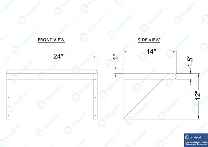 AmGood 14 in. x 24 in. Stainless Steel Wall Shelf | NSF | Metal Shelving | Garage, Laundry, Storage, Utility Room | Restaurant, Commercial Kitchen
