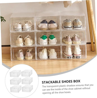 Ciieeo 6pcs Plastic Shoes Box Stackable Storage Containers for Sneakers Organizing Storage Boxes Lids