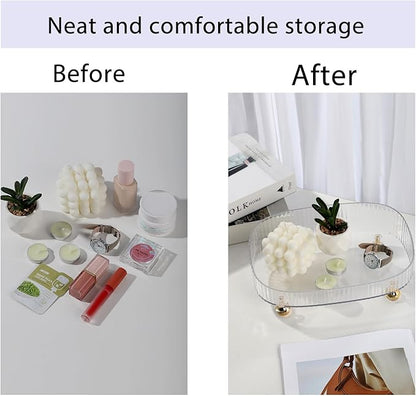 Clear Acrylic Perfume Tray, Round Makeup Bathroom Trays for Counter, Decorative Vanity Trays for Bathroom Countertop for Dresser Tops