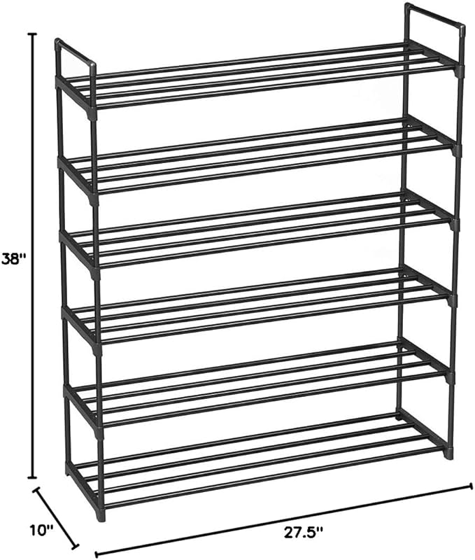 6 Tiers Shoe Rack Natural Bamboo Shoes Shelf Storage for Hallway Entryway Closet Wooden Stackable Shoe Organizer (Style C)