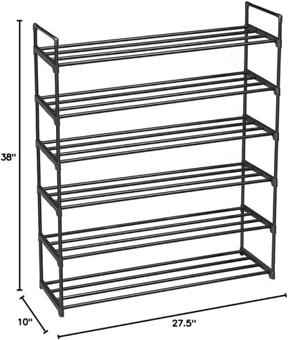 6 Tiers Shoe Rack Natural Bamboo Shoes Shelf Storage for Hallway Entryway Closet Wooden Stackable Shoe Organizer (Style C)